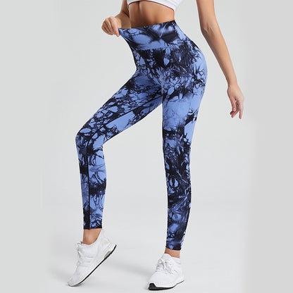 Fashion Tie Dye Printed Leggings High Waist Hip Lifting Tight Fitness