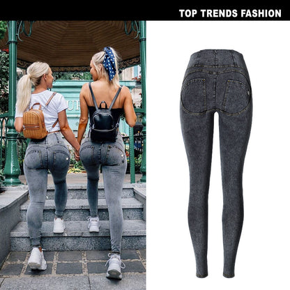 Fitness Yoga Pants Women High Waist Stretch Denim Version