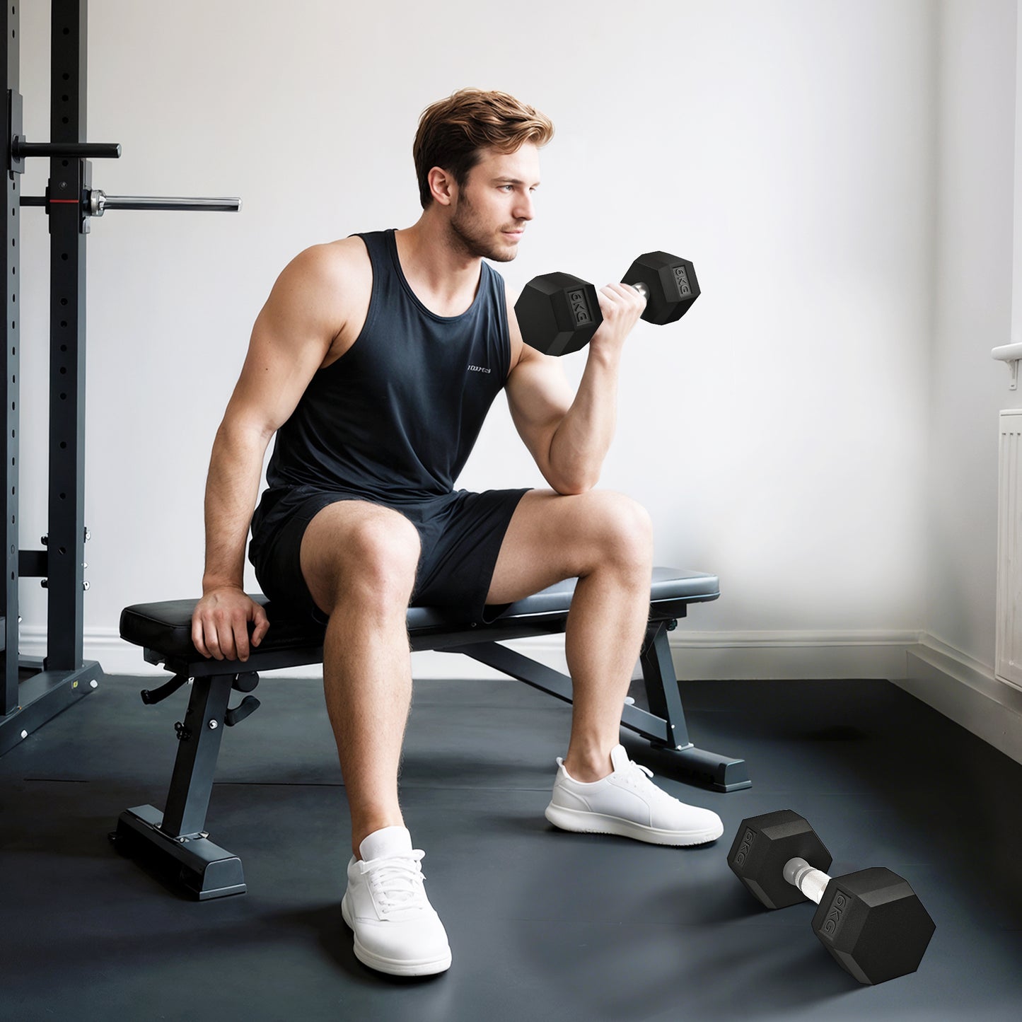 2x6kg Hex Dumbbells Set Rubber Dumbbells Weight Lifting