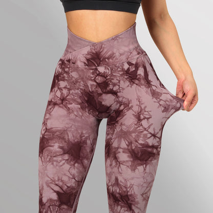 Seamless Tie Dye Leggings Women Yoga Pants Push Up Sport Fitness