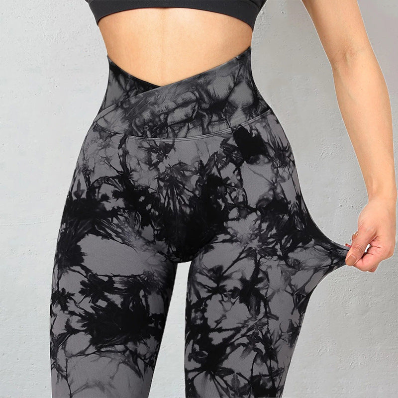 Seamless Tie Dye Leggings Women Yoga Pants Push Up Sport Fitness