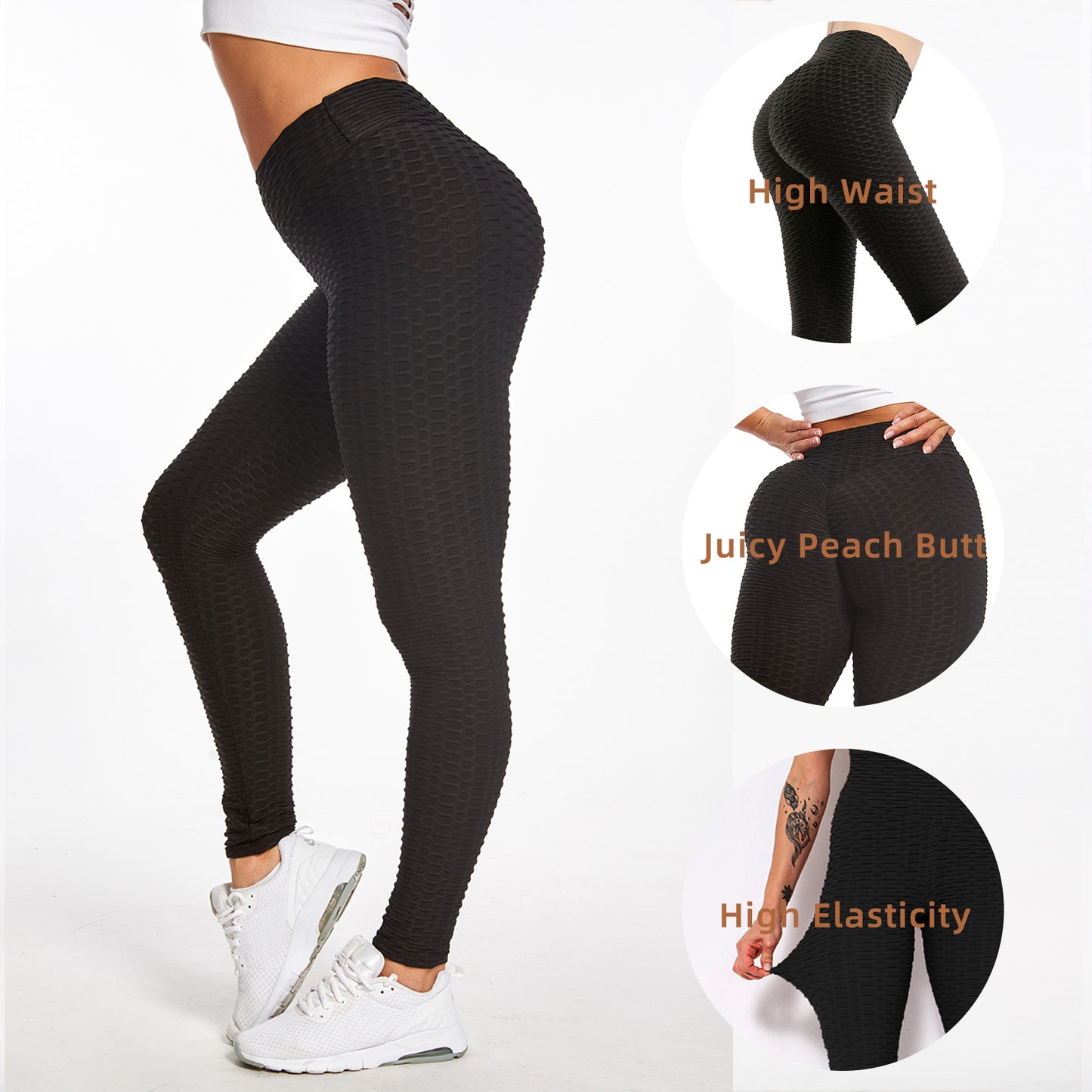 Women Leggings Bubble Textured Leggings Butt Lifting Yoga