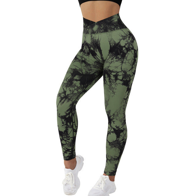 Seamless Tie Dye Leggings Women Yoga Pants Push Up Sport Fitness