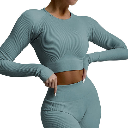 Ribbed Yoga Set Sportswear Women Suit