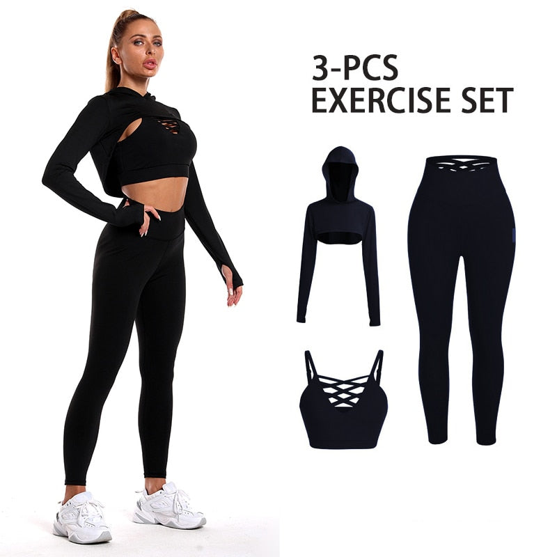 Set Women Seamless Yoga Set Sport Suit Tracksuit