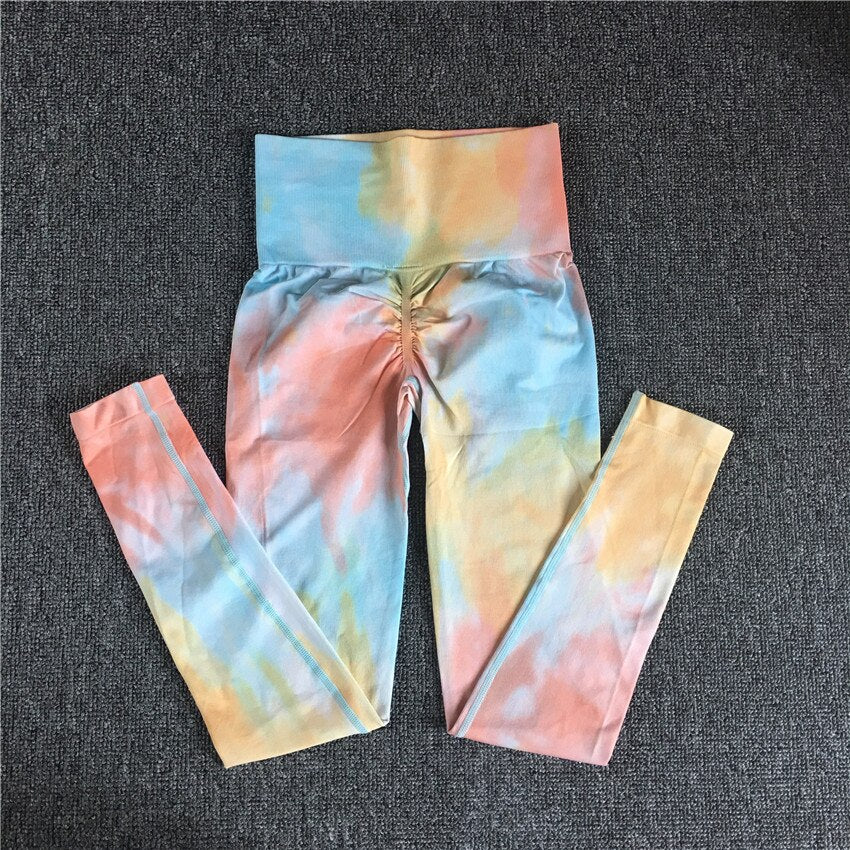 Women Tie Dye Sportswear Yoga Set, Workout Leggings