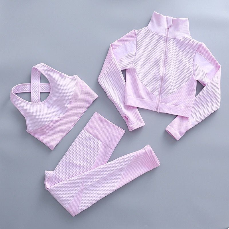 Women Seamless Yoga Sets Women Zipper Tracksuit