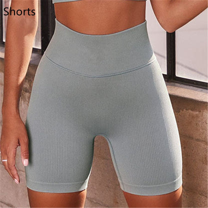 Ribbing Seamless Sport Set Women Two Piece