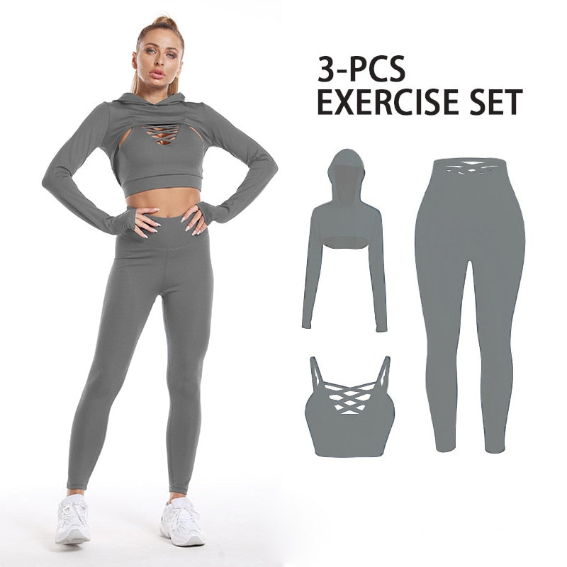 Set Women Seamless Yoga Set Sport Suit Tracksuit