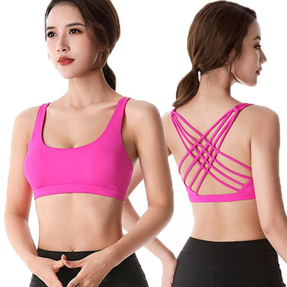 Fitness Sports Bra for Women Push Up Cross Back