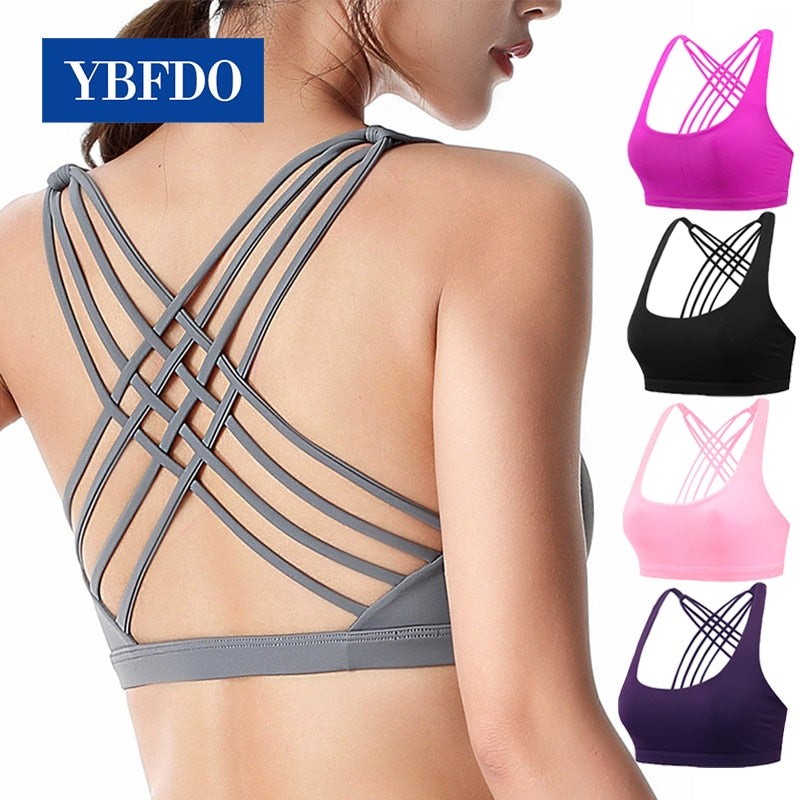 Fitness Sports Bra for Women Push Up Cross Back