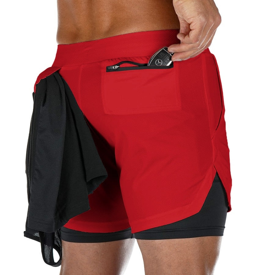 Gym Shorts Running 2 IN 1 Men Sport Shorts Fitness