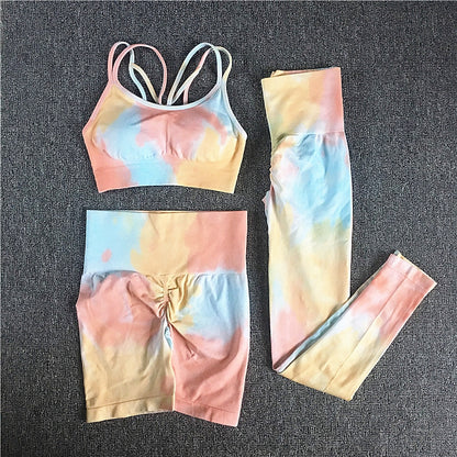 Women Tie Dye Sportswear Yoga Set, Workout Leggings