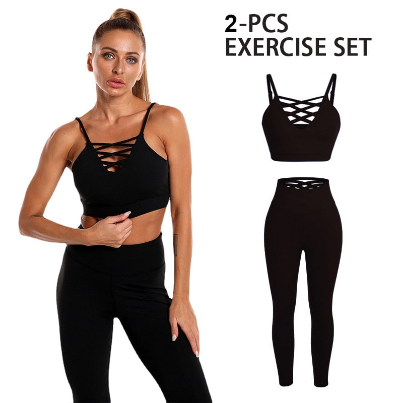 Set Women Seamless Yoga Set Sport Suit Tracksuit