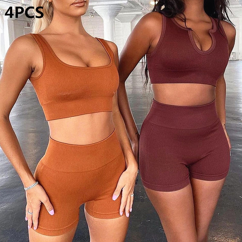 Ribbing Seamless Sport Set Women Two Piece