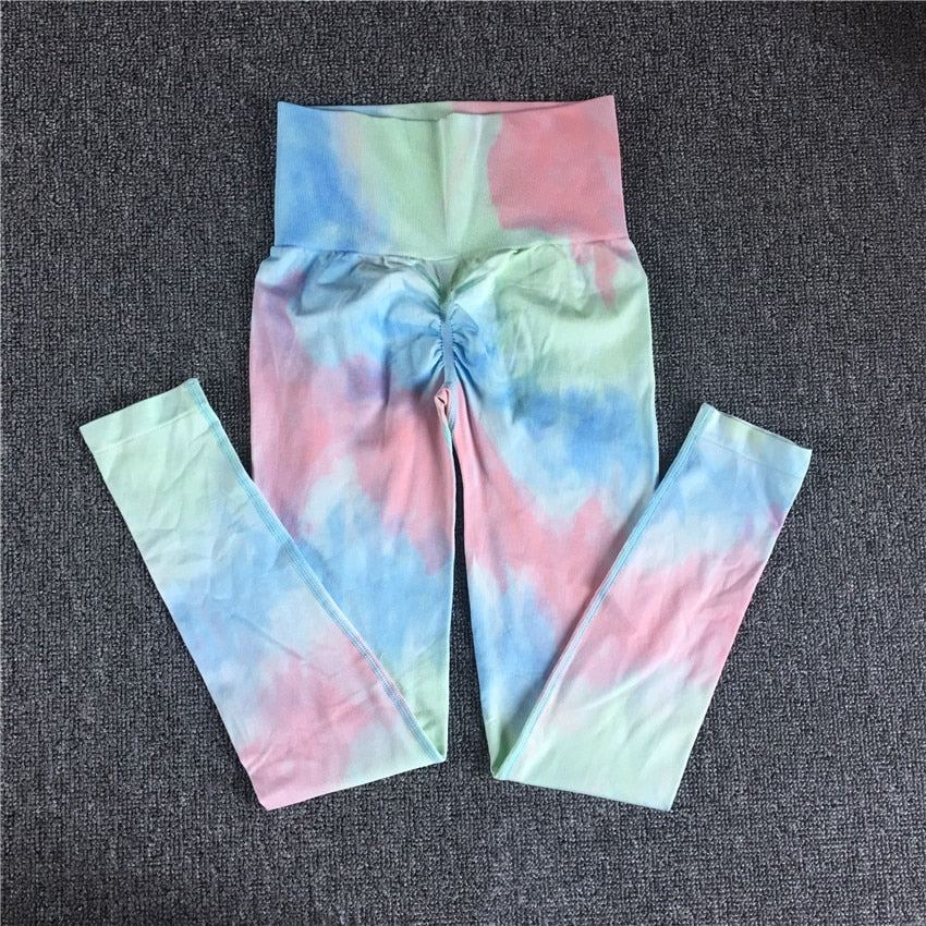 Women Tie Dye Sportswear Yoga Set, Workout Leggings