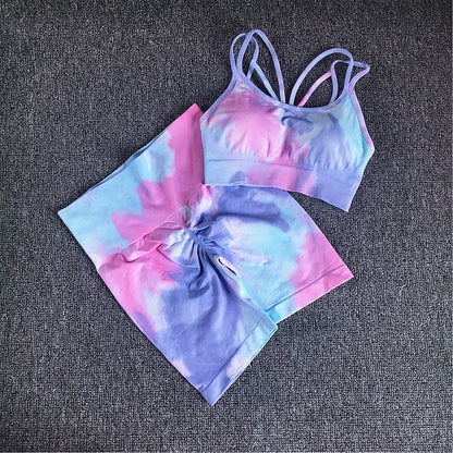 Women Tie Dye Sportswear Yoga Set, Workout Leggings