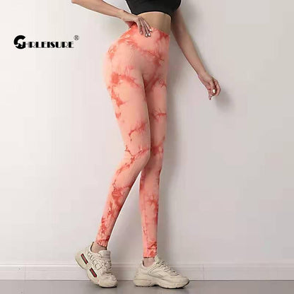 Tie Dye Leggings Sport Women Fitness Sexy High Waist