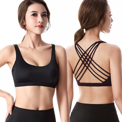 Fitness Sports Bra for Women Push Up Cross Back