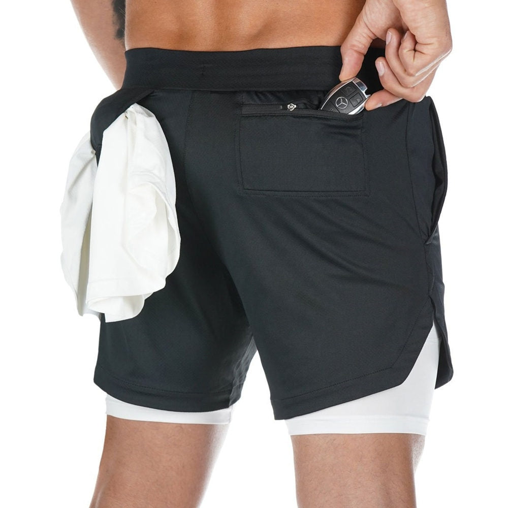 2 in 1 Running Shorts Jogging Gym Fitness Training