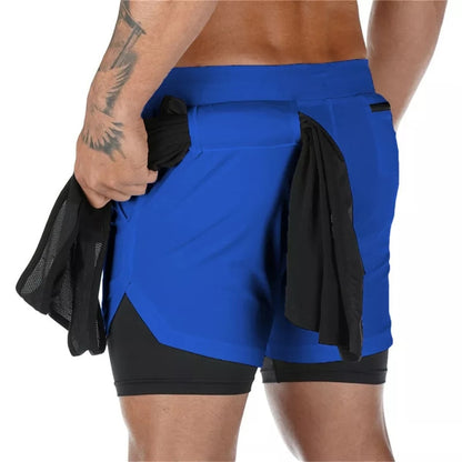 2 in 1 Running Shorts Jogging Gym Fitness Double layer Short