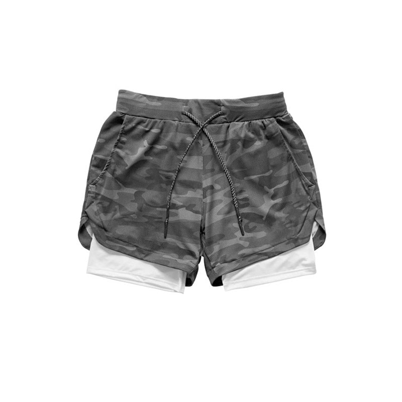 Camo Running Shorts Men 2 In 1 Double-deck Quick Dry