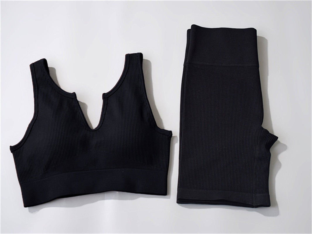 Ribbing Seamless Sport Set Women Two Piece