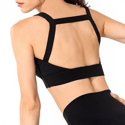 Padded Sport Bra High Support Square Neck Shock