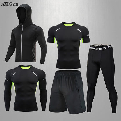 Gym Rashguard Mens Fitness Set Classic Black Training