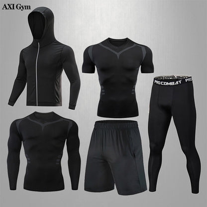 Gym Rashguard Mens Fitness Set Classic Black Training