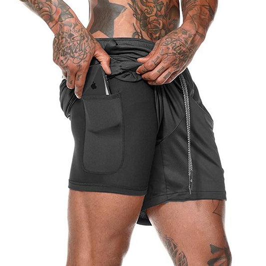 2 in 1 Running Shorts Jogging Gym Fitness Training