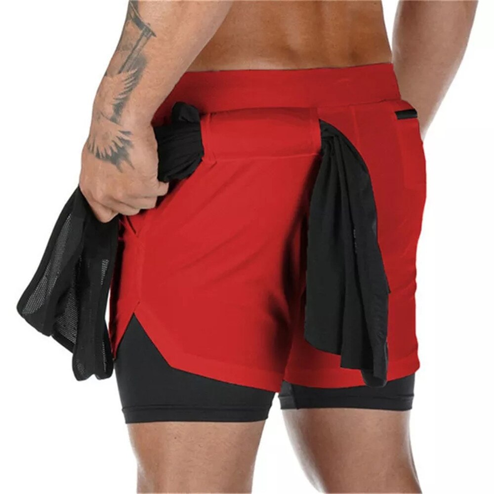 2 in 1 Running Shorts Jogging Gym Fitness Double layer Short