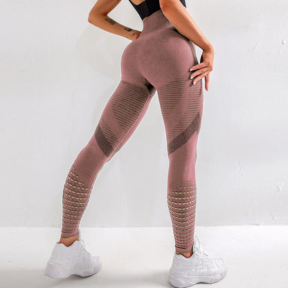 Women High Waist Hollow Yoga Leggings Seamless