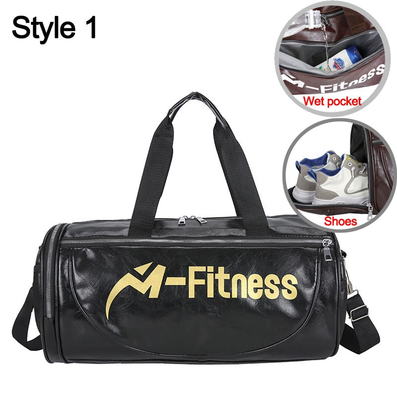 PU Leather Sports Gym Bag Multifunction Training