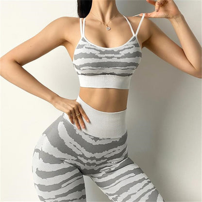 Tiger Seamless Female Yoga Sets Sportswear Tracksuit