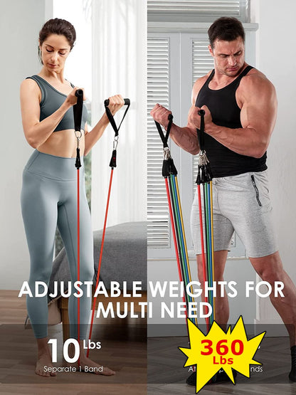 Fitness Exercises Resistance Bands Set Elastic