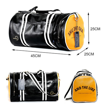 Outdoor Men's Sports Gym Bag PU Leather Training