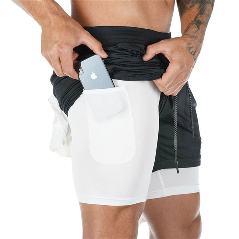 Running Shorts Men 2 In 1 Double-deck Quick Dry gym