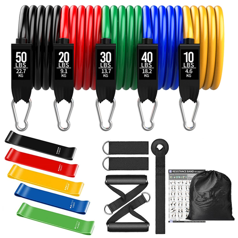 Fitness Exercises Resistance Bands Set Elastic