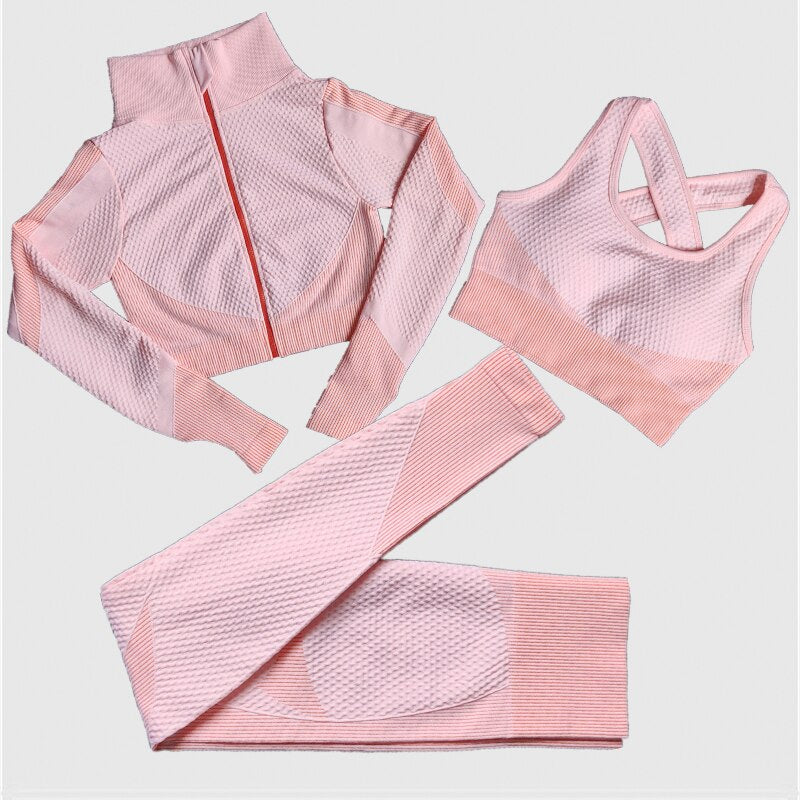 Women Seamless Yoga Sets Women Zipper Tracksuit