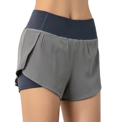 Women Gym Double Shorts Side Pocket Running Shorts