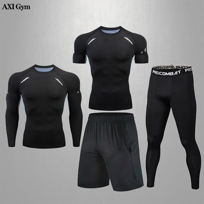 Gym Rashguard Mens Fitness Set Classic Black Training