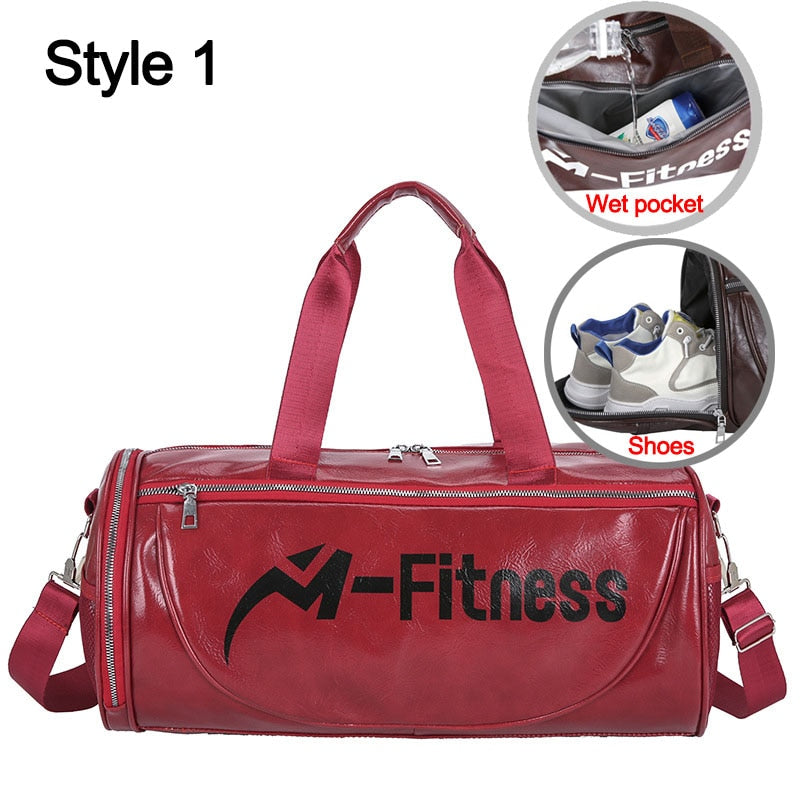 PU Leather Sports Gym Bag Multifunction Training