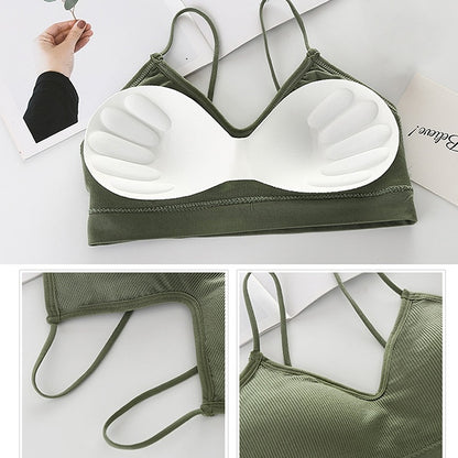 Cotton Sports Bras Top Women Push Up Solid Sports Bra