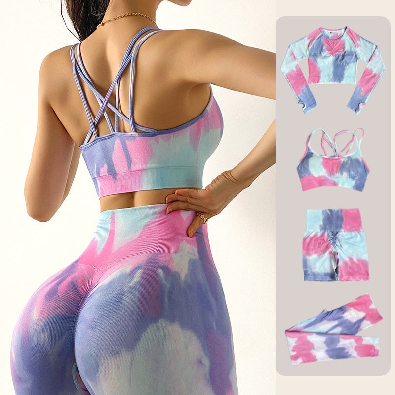 Tie Dyeing Women Sportswear Yoga Set Workout