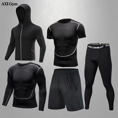 Gym Rashguard Mens Fitness Set Classic Black Training