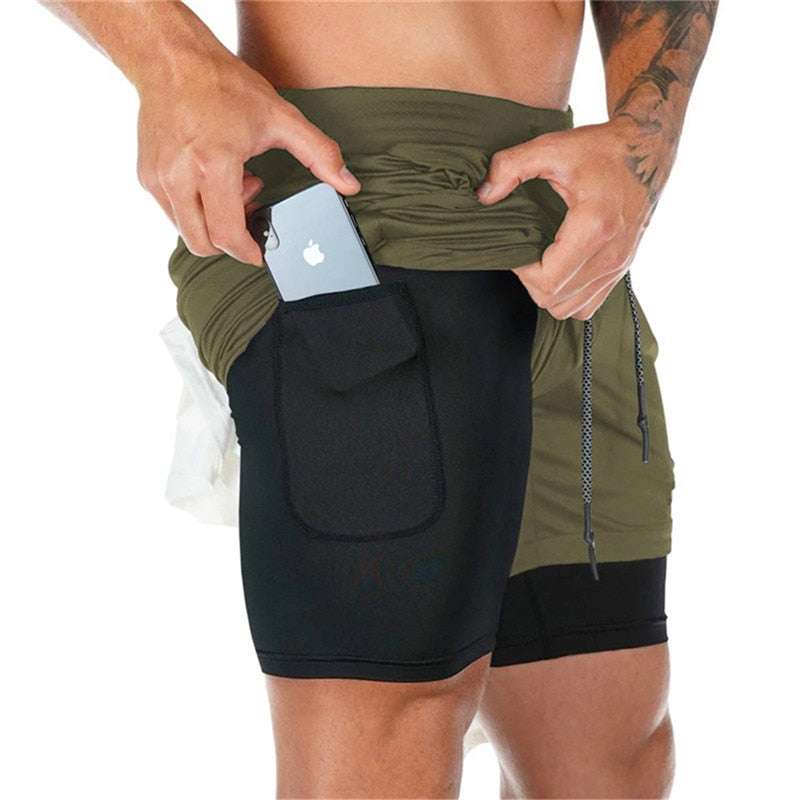 Running Shorts Men 2 In 1 Double-deck Quick Dry gym