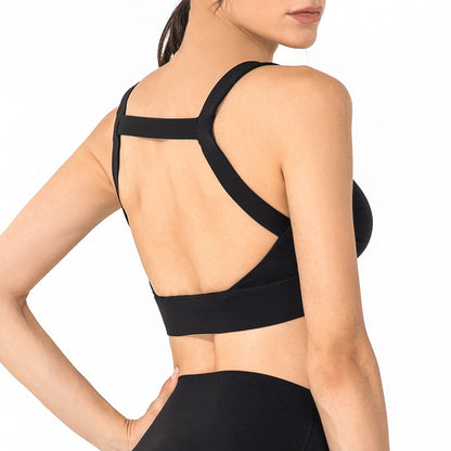 Padded Sport Bra High Support Square Neck Shock