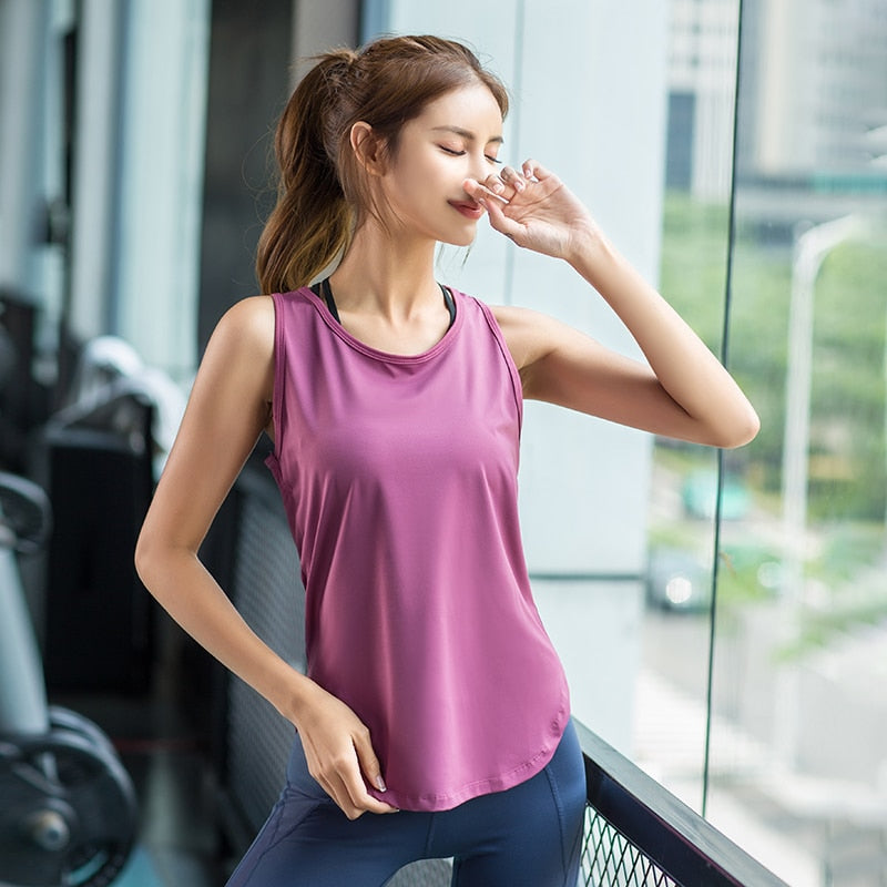 Women Yoga Tops Loose Thin Sports Vest Breathable