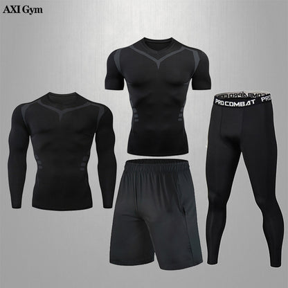 Gym Rashguard Mens Fitness Set Classic Black Training